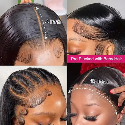 Bone Straight 13x4 Lace Frontal Wig For Women 5x5 Glueless Invisi-Drawstring Black Human Hair Wig 13X6 Lace Front Wig Human Hair Badiee Stylez