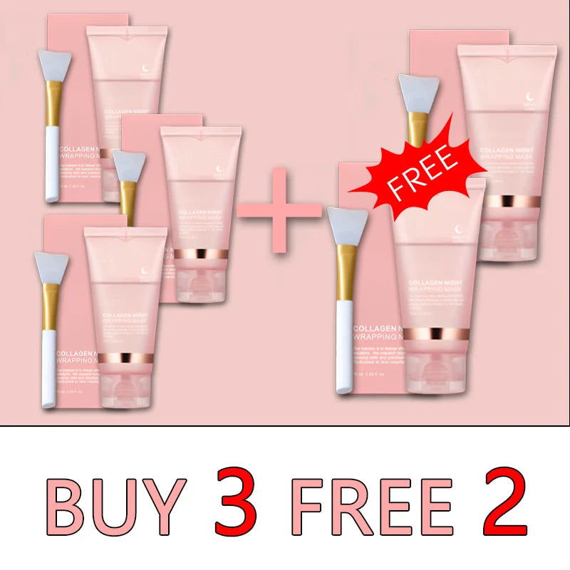 5PC Korean Collagen Wrapping Peel Off Facial Mask Elasticity Hydration Reduces Sagging Dullness Hydrolyzed Collagen Skin Care Buy 3 Free 2