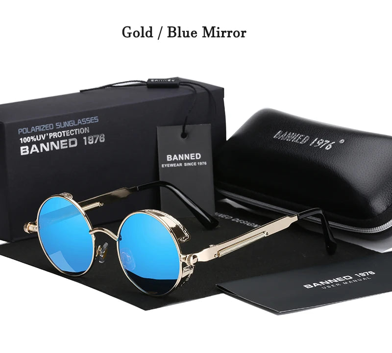 2022 HD Polarized Round Metal Sunglasses UV400 Men's Sun glasses Feminin Women's Vintage Gafas De Sol Metal Goggles With box