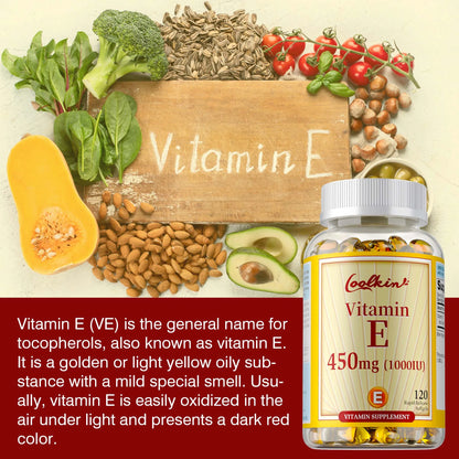Vitamin E Capsules 450mg - Skin Firming, Wrinkle Reduction, Anti-aging, Antioxidant - 120 Capsules
