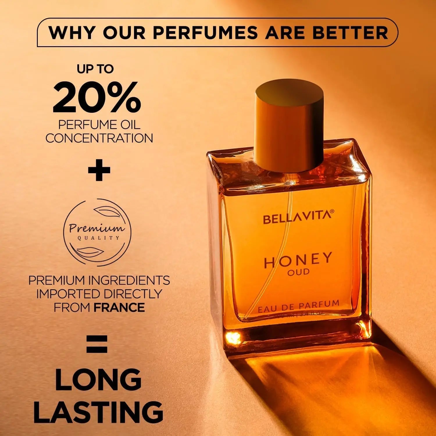 100ML Original Bella Vita Luxury Honey Oud Eau De Parfum Arabian Women's Perfume Cologne Long-Lasting Unisex Fragrance Makeup Badiee Stylez