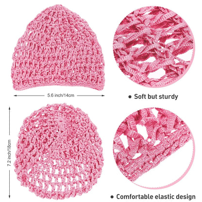 Hollow casual outdoor knitted hat design all-match hair accessories hair scarf hair net head cover head hat pinkblack sleep wash Badiee Stylez