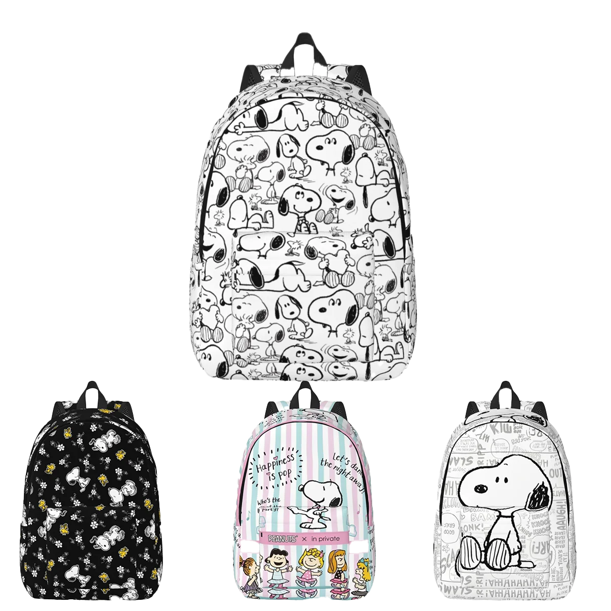 Snoopy Smile Cute Cartoon Backpack for Men Women Cool Student Work Daypack College Canvas Bags with Pocket