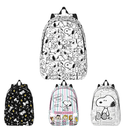 Snoopy Smile Cute Cartoon Backpack for Men Women Cool Student Work Daypack College Canvas Bags with Pocket