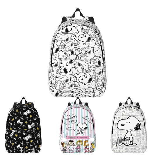 Snoopy Smile Cute Cartoon Backpack for Men Women Cool Student Work Daypack College Canvas Bags with Pocket