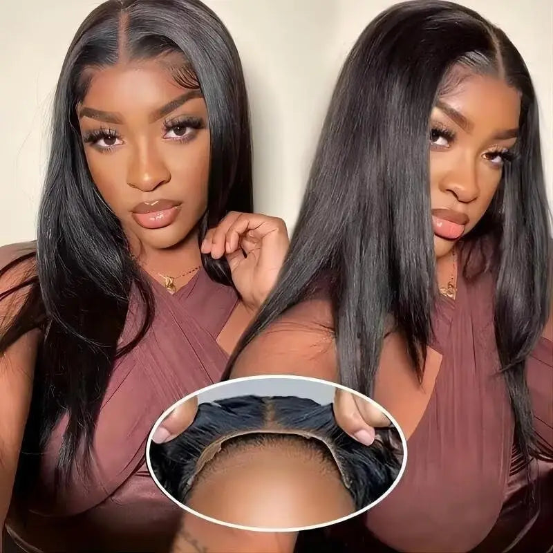 Wear And Go Straight Glueless Wigs Human Hair 4x4 Lace Closure Straight Lace Front Wigs No Glue Lace Front Human Hair For Women Badiee Stylez