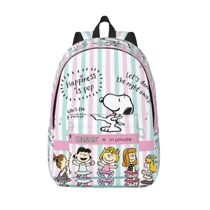 Snoopy Smile Cute Cartoon Backpack for Men Women Cool Student Work Daypack College Canvas Bags with Pocket 4