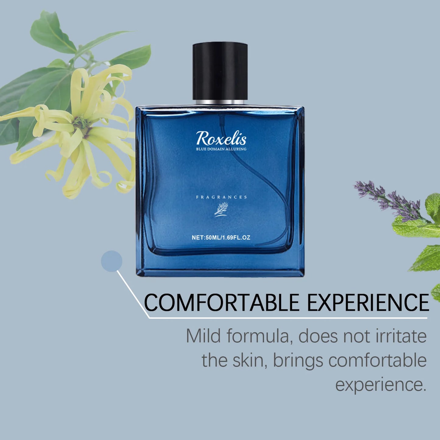 Roxelis 50ml Charmig Cologne Perfume Spray Men's Blue Domain Fragrance Lasting Scent Pheromone Flirting Romantic Dating Perfume