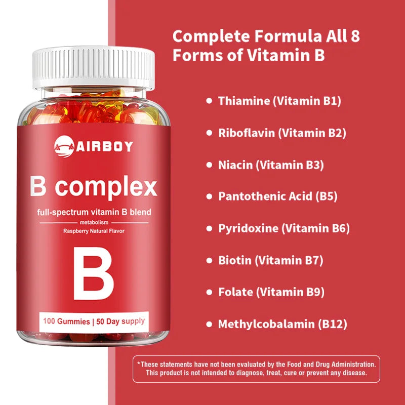 Vitamin B Complex Gummies - Relieve Fatigue, Improve Digestion, Reduce Stress, and Enhance Immunity - 100 Gummies
