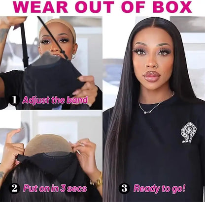 Wear And Go Straight Glueless Wigs Human Hair 4x4 Lace Closure Straight Lace Front Wigs No Glue Lace Front Human Hair For Women Badiee Stylez