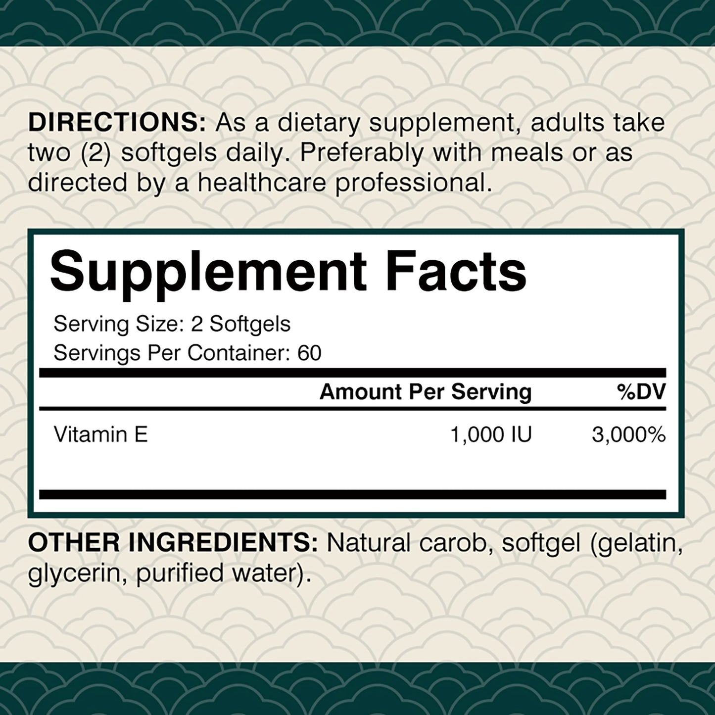 Vitamin E 1000IU Capsules - for Antioxidant, Skin, Cellular Respiration & Cardiovascular Health Support - 120 Capsules