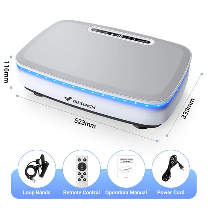 MERACH Vibration Plate Exercise Machine with Light Whole Body Workout Power Vibrate Platform Vibration Plate Lymphatic Drainage