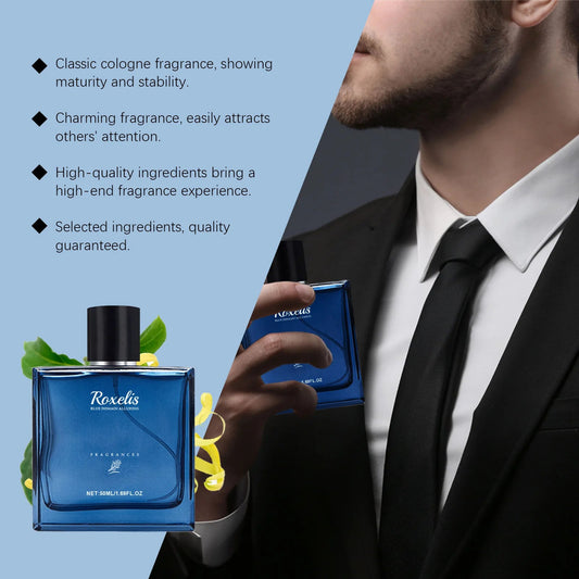 Roxelis 50ml Charmig Cologne Perfume Spray Men's Blue Domain Fragrance Lasting Scent Pheromone Flirting Romantic Dating Perfume Badiee Stylez