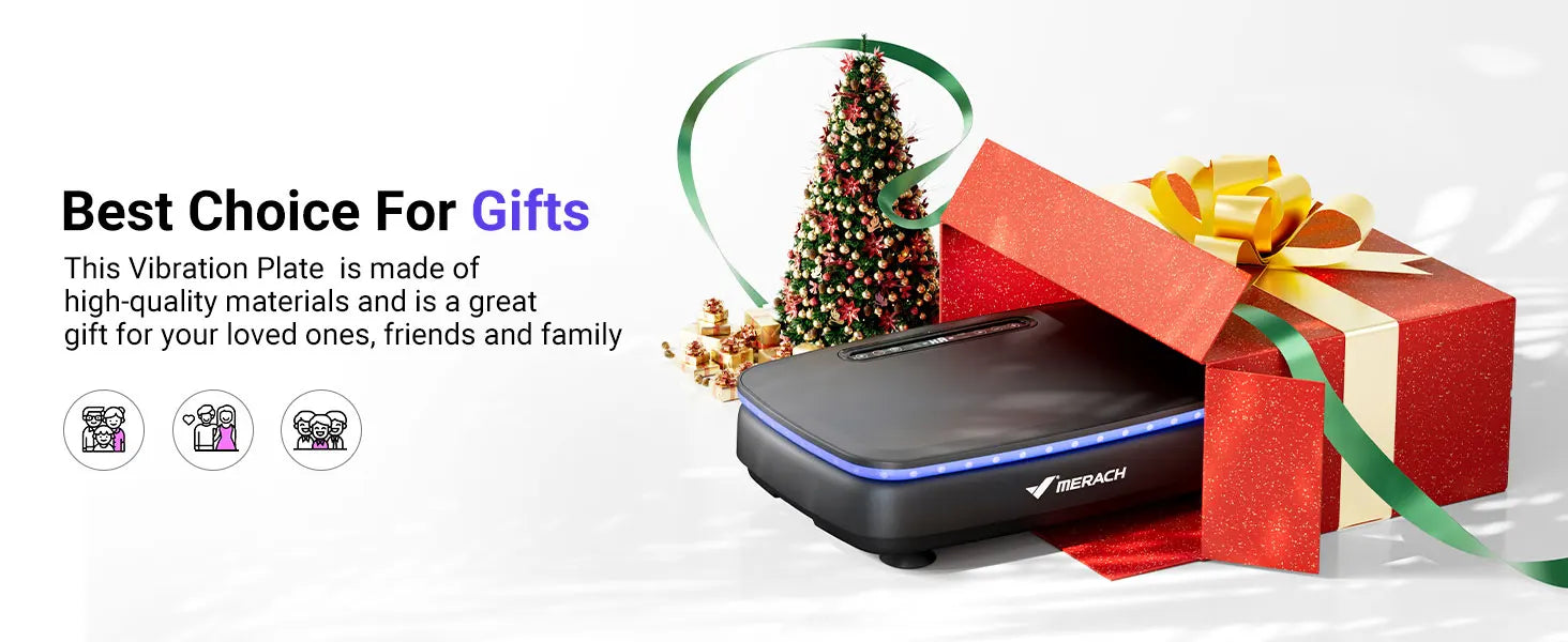 MERACH Vibration Plate Exercise Machine with Light Whole Body Workout Power Vibrate Platform Vibration Plate Lymphatic Drainage