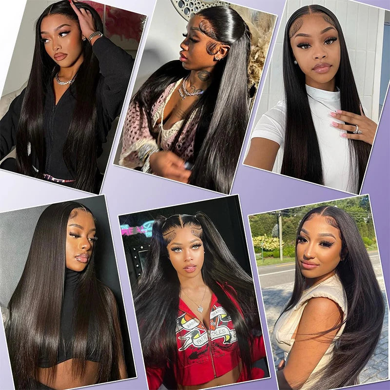 100% Malaysia Human Hair 13x6 Bone Straight Lace Front Human Hair Wigs 30 Inch 13x4 Lace Frontal Wig for Women Pre Plucked Badiee Stylez