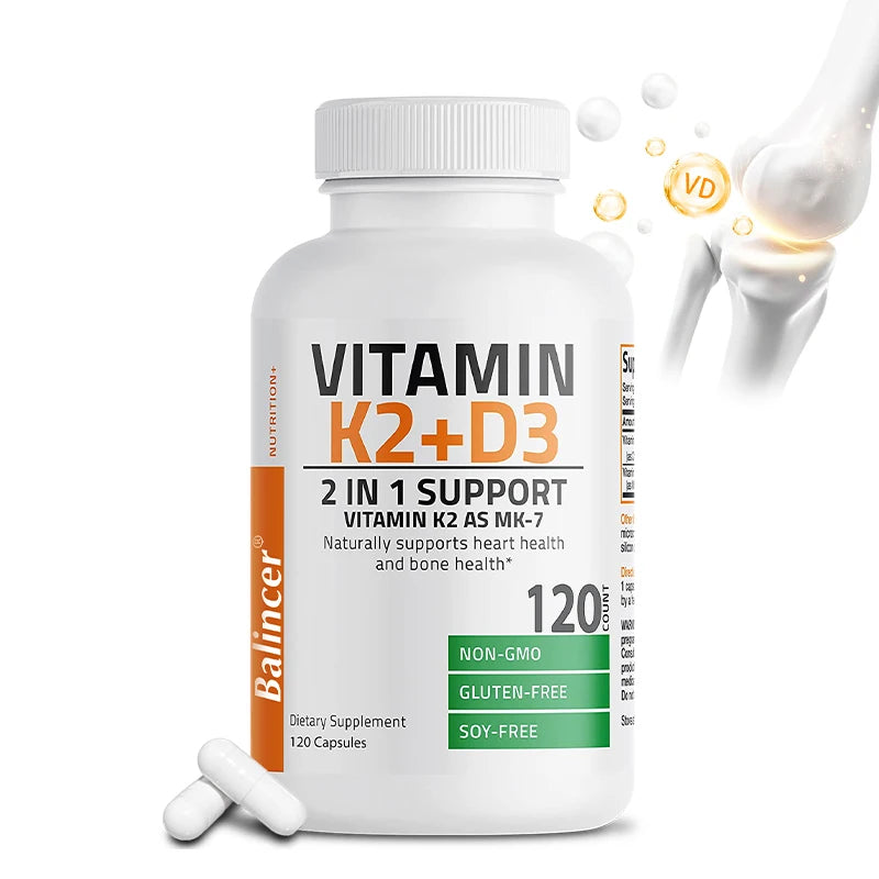 Vitamin K2 (MK7) with D3 Supplement Non-GMO Formula Vitamin D and K Complex, Natural Support for Heart Immune Bone Health