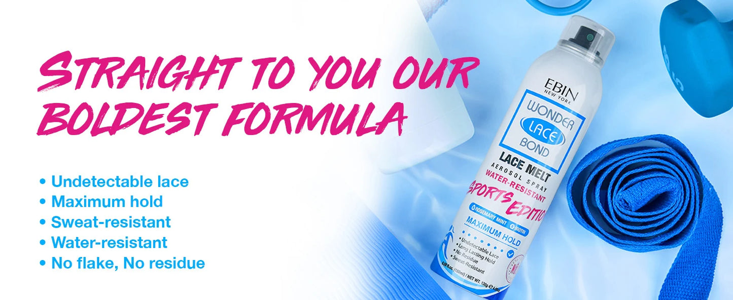 Ebin New York Wonder Lace Bond Sports Edition Adhesive Spray - Ultra Strong Hold, Ideal for Sports & Active Lifestyles