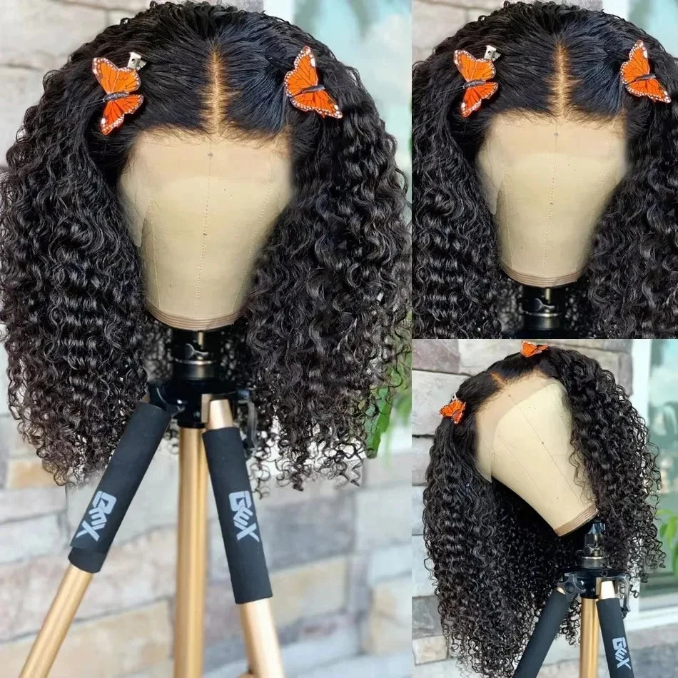 250% Density Short Bob Wig Human Hair 13x4 Lace Front Wigs Glueless Lace Frontal Wig Deep Wave Jerry Curly Wig For Black Women