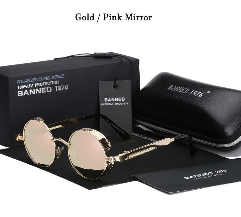 2022 HD Polarized Round Metal Sunglasses UV400 Men's Sun glasses Feminin Women's Vintage Gafas De Sol Metal Goggles With box