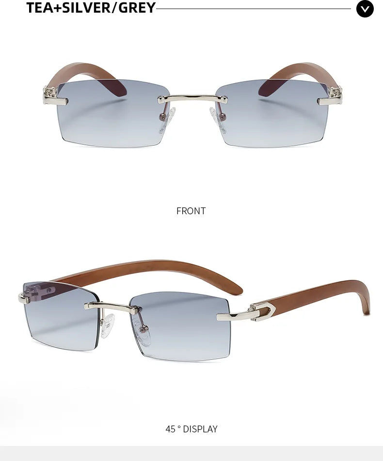 2024 Sqaure Brand Designer Sunglasses Men Women Sun Glasses Wood Frames Rimless Black Eyeglasses Fashion Eyewear Gafas De Sol