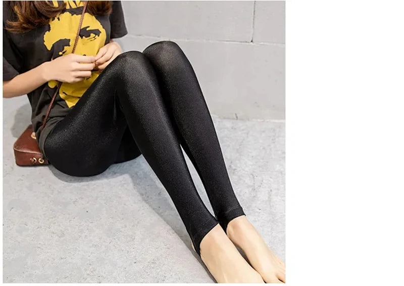 lady summer short pants women solid black shine breathable above knee short capris korean skinny neon pant