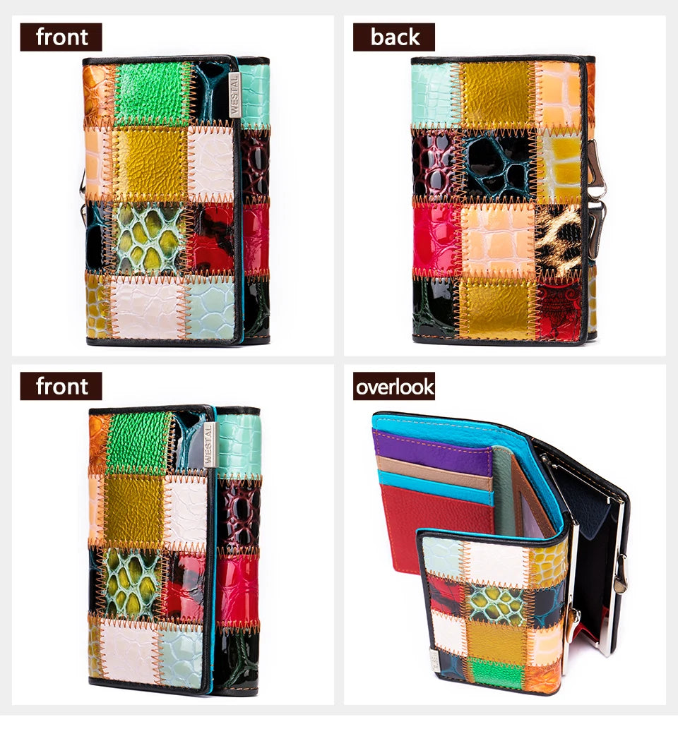 WESTAL Women's Wallet Female Wallet Genuine Leather Purse For Women Crocodile Pattern Design Luxury Brand Lady Clutch Female