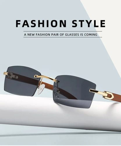 2024 Sqaure Brand Designer Sunglasses Men Women Sun Glasses Wood Frames Rimless Black Eyeglasses Fashion Eyewear Gafas De Sol