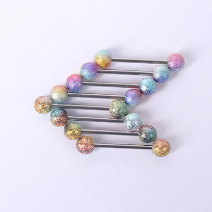 6PCS Stainless Steel Glorious Tongue Ring Bulk 14G Nipple Piercing Bar Lot Glitter Tongue Piercing Set Barbell Piercing Jewelry Matte 6PCS