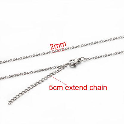 AHKNORMAILCUI 5pcs/Lot Stainless Steel 1 1.5 2mm Rolo Link Chain Necklace Gold 40 45 50 60CM Long Chain Lobster Clasp Necklace Badiee Stylez