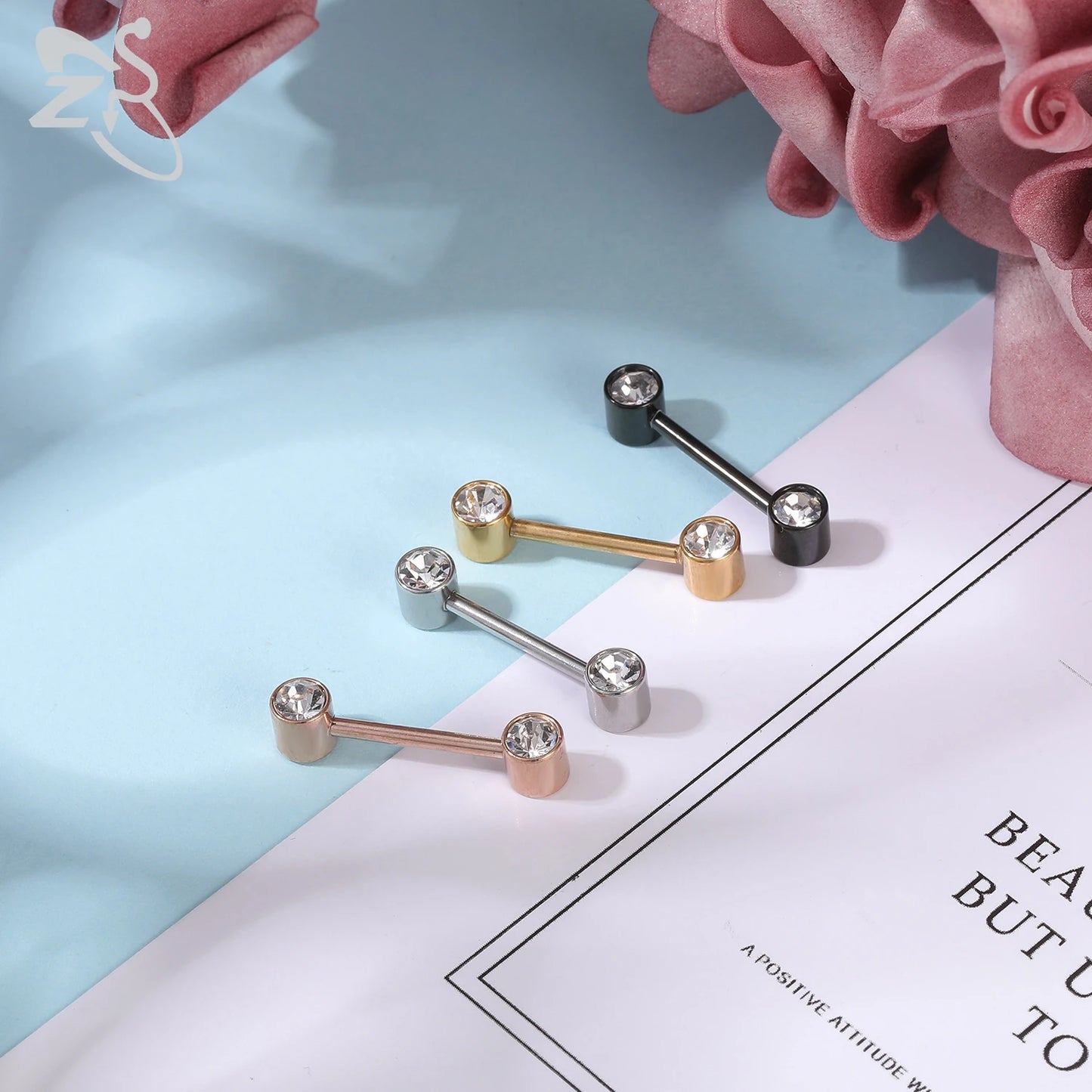 ZS 2 Pcs/lot Heart Crystal Nipple Piercings Men Women Tassel Drop Stainless Steel Nipple Ring Barbell Body Piercing Jewelry 14G Badiee Stylez