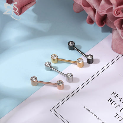 ZS 2 Pcs/lot Heart Crystal Nipple Piercings Men Women Tassel Drop Stainless Steel Nipple Ring Barbell Body Piercing Jewelry 14G Badiee Stylez