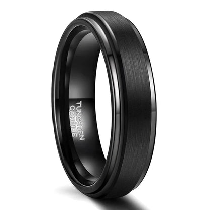 Tigrade 6/8mm Tungsten Carbide Ring Men Black Brushed Fashion Male Wedding Rings Vintage Engagement Band for Couple Unisex Band 6mm