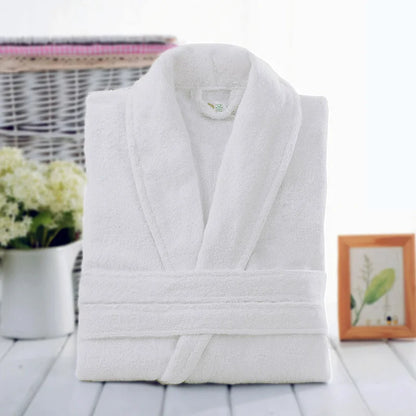 Home Bathrobe 100% Cotton pink Toweling Terry Robe Unisex lovers Soft Bath Robe Men And Women Nightrobe Sleepwear Casual 2024 white