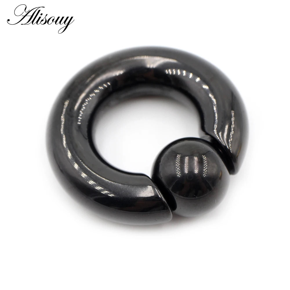 Alisouy 1pc Surgical Steel Captive Hoop Rings BCR Ring Eyebrow Ear Tragus Piercing Nose Closure Nipple Bar Lips Body Jewelry EM1163B Black