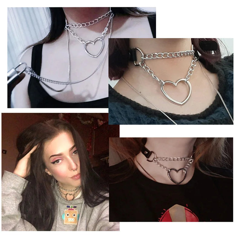 Sexy Trendy Vintage Charm Round Gothic Collar Necklaces Jewelry Gift Gothic Leather Heart Harajuku Women Punk Choker Necklace