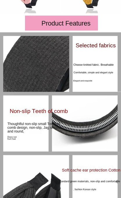 Wide-Brimmed Non-Slip Headband Women's Short Hair Simple Hair Clip Cover Gray Hair Fashion Temperament Hair Pressing Headwear