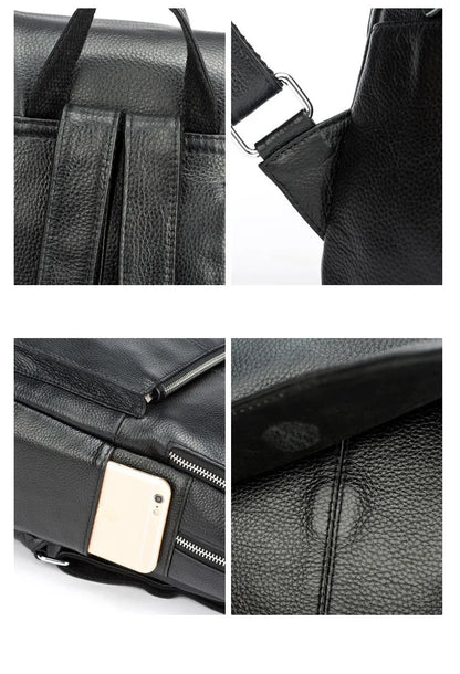 Zency Genuine Leather Women Backpack High Quality Large Capacity Travel Bag Knapsack Schoolbag Shoulder For Ladies Beige Black