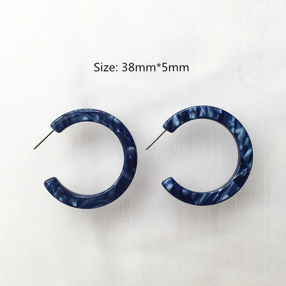 UJBOX 32 Styles Top Quality Acetate Hoop Earrings For Women Leopard Colored Pink Green Yellow Red Blue Acetic Acid Earrings Small size 9