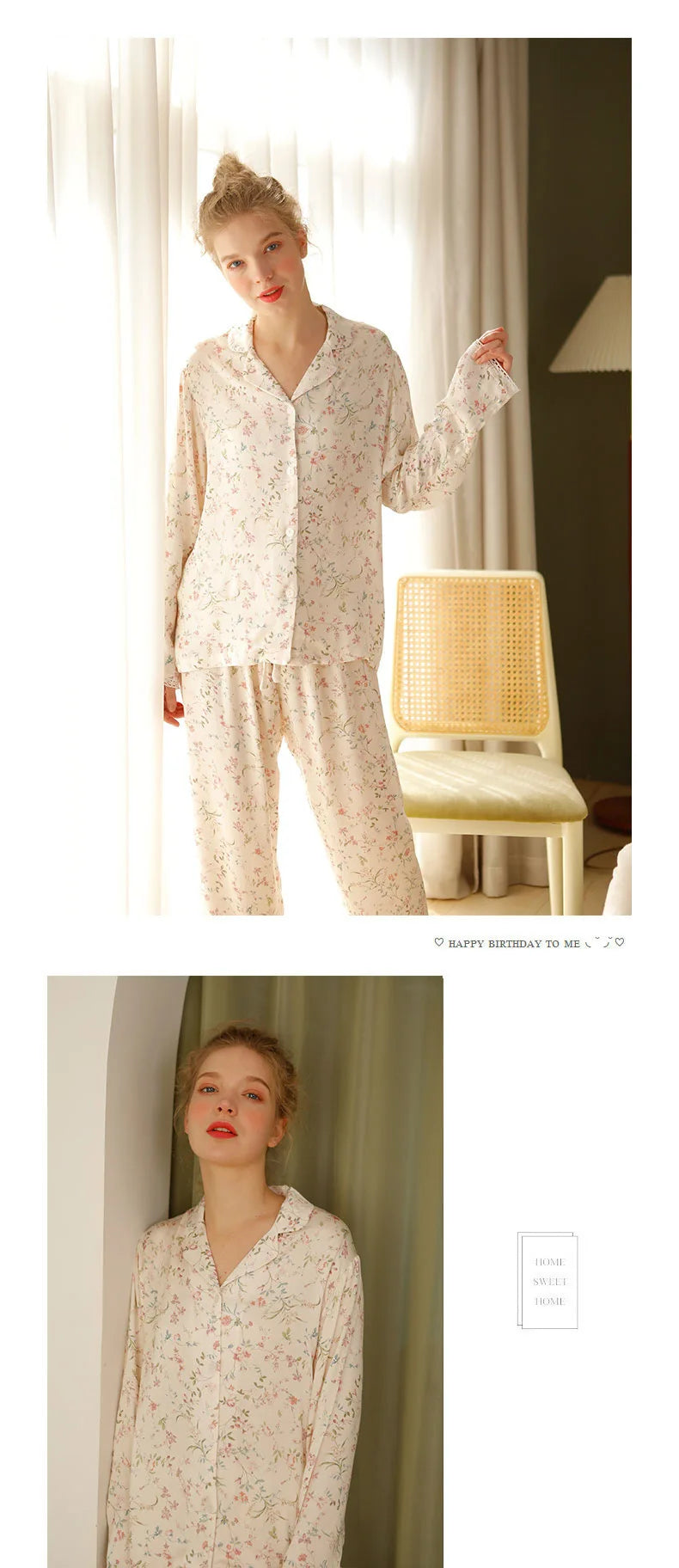 Pre-sale 2024 Spring Satin Pajamas Long Sleeve Viscose Sleepwear Willow Leaf Print Lounge Wear Two Piece Pijama Set Pijama Mujer