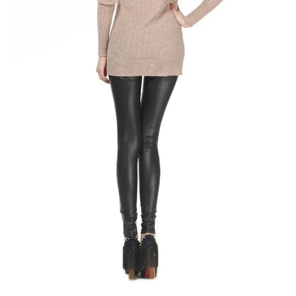 New PU Leather Pants for WOMEN'S Colorful High Waisted Tight Fitting Slimming and Yoga Leggings for External Wear