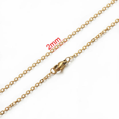 AHKNORMAILCUI 5pcs/Lot Stainless Steel 1 1.5 2mm Rolo Link Chain Necklace Gold 40 45 50 60CM Long Chain Lobster Clasp Necklace Badiee Stylez