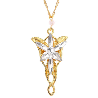 Lord Rings Arwen Evenstar Necklace The Elves Princess Fashion Crystal Cubic Zirconia Stone Pendant For Women Wedding Gifts XL0598 60cm