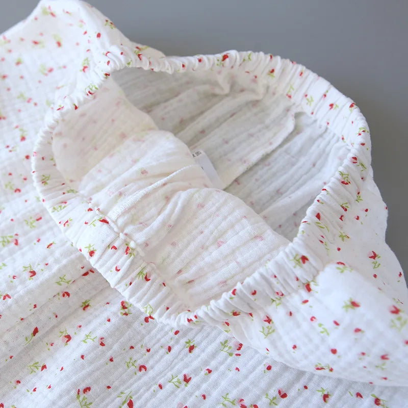 Fdfklak Gauze Cotton Sexy Lingerie Pajamas Set 2 Piece Summer Pyjamas Sleeveless SleepTops And Shorts Sleepwear Suit