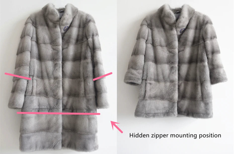 Fancy Rani Real Mink Fur Coat Natural Women Winter Long Leather Jacket Luxury Female Clothes  2023 Mink Fur Coat Women Promotion Badiee Stylez