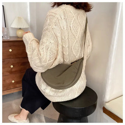 Simple Design Women's Messenger Bag Fashion Ladies Nylon Hobos Small Shoulder Bags Vintage Female Girls Purse Cloth Handbags