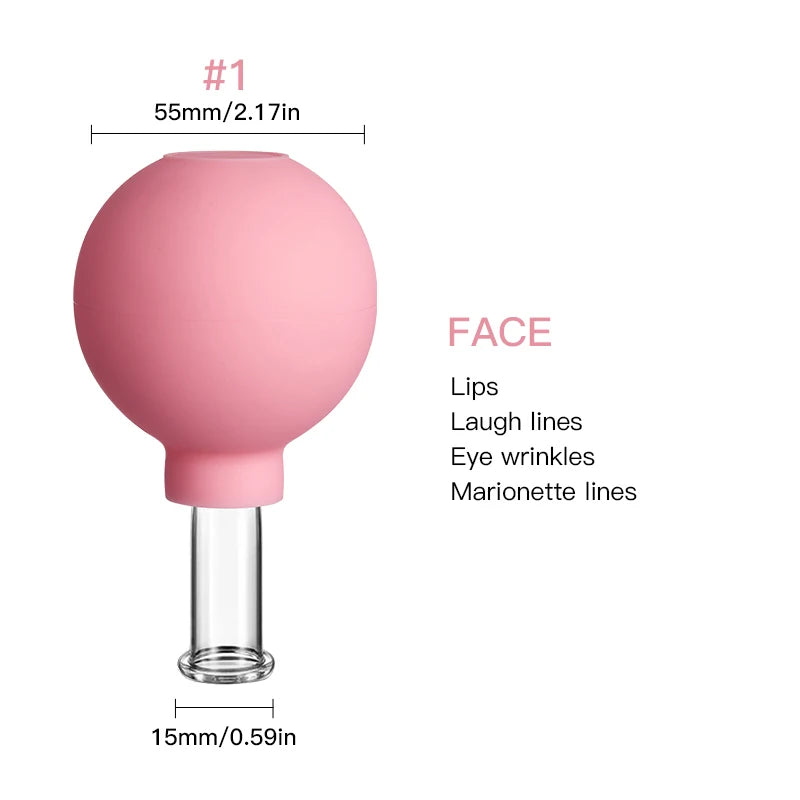 Face Massager Vacuum Cupping Cups Rubber Head Glass Cup Face Skin Care Anti Wrinkle Face Cupping for Beauty Face Care Tool