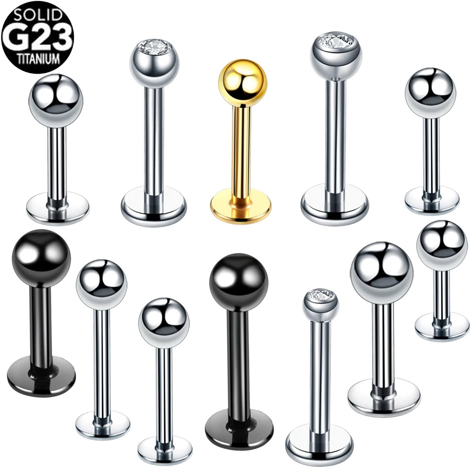 10Pcs/20Pcs/50Pcs G23 Titanium Labret Piercing Internal & External Design Lip Piercing Labret Stud Cartilage Helix Piercing Badiee Stylez