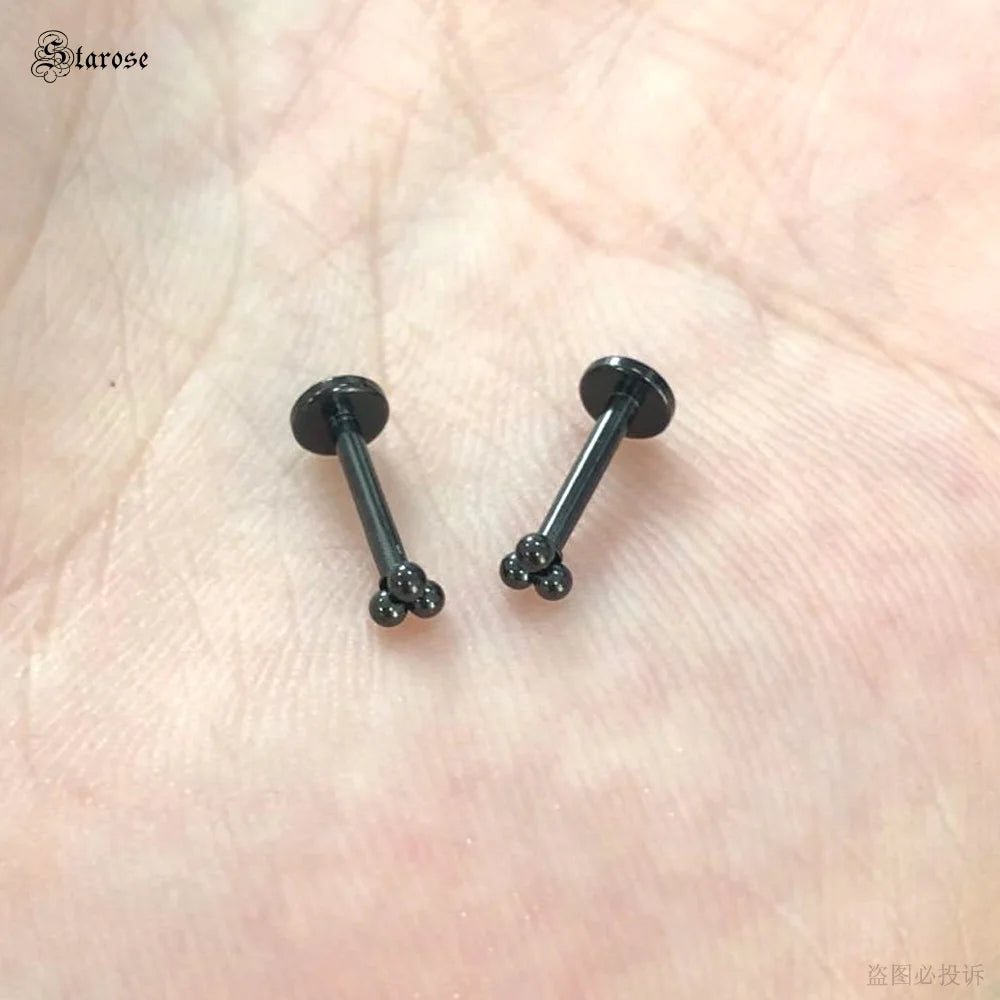 Starose 1Pair 1.2x6/8mm Bar Mini Ball Nose Stud Labret Lip Ring Helix Piercing Nostril Conch Tragus Earrings Pircing Ear Jewelry