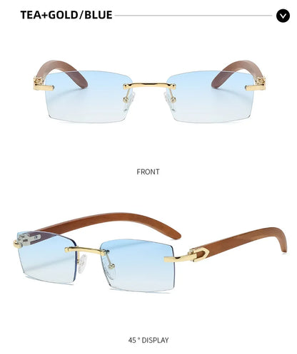 2024 Sqaure Brand Designer Sunglasses Men Women Sun Glasses Wood Frames Rimless Black Eyeglasses Fashion Eyewear Gafas De Sol