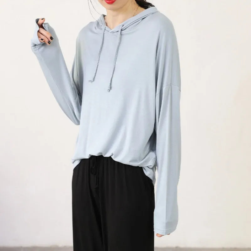 Modal Hoodies Solid Basic Tshirt Bottoming Sweatshirts All match Spring Autum Summer Casual street wear